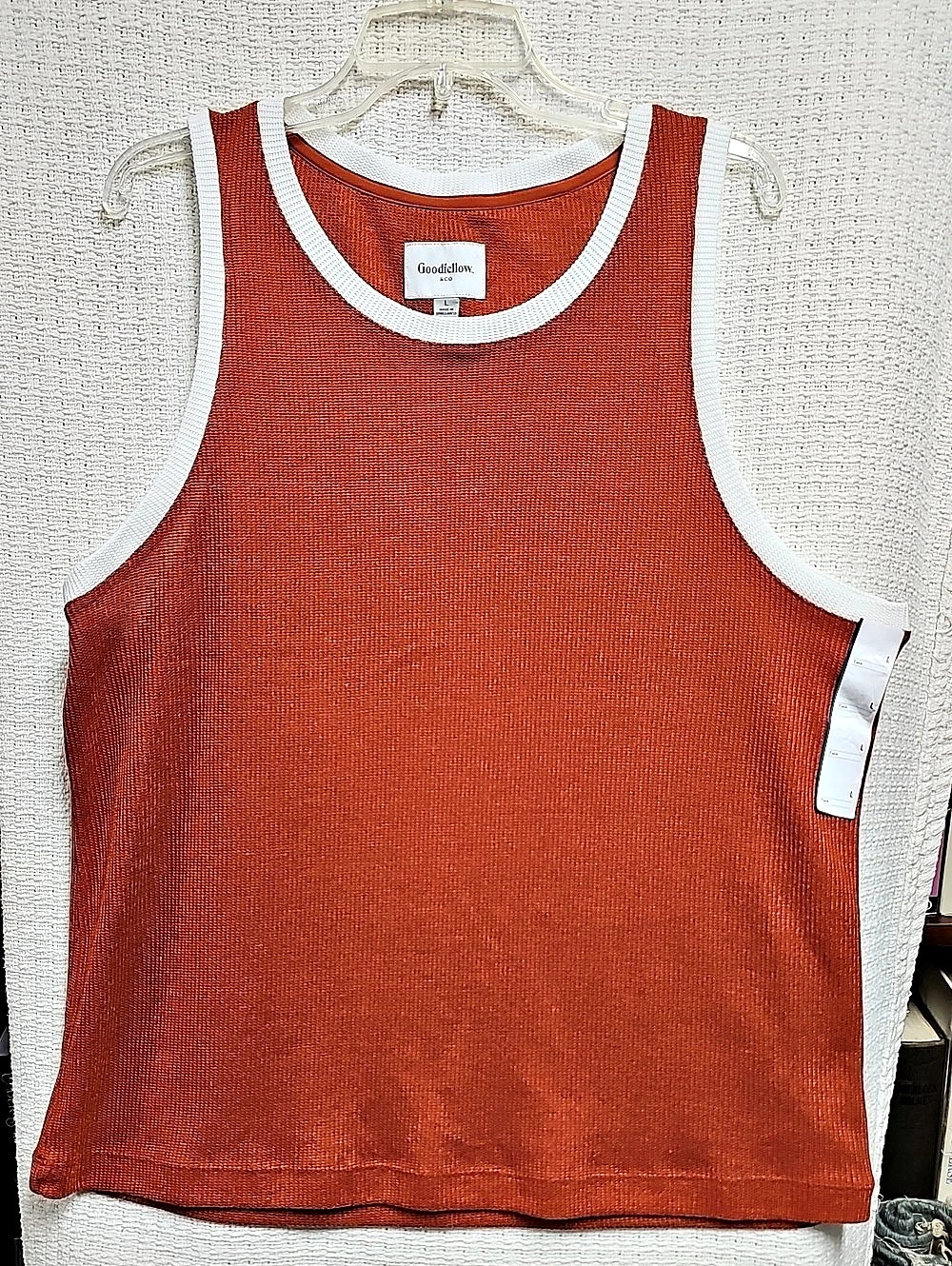 Goodfellow & Co. Vacay Collection Tank Top. Orange & White Tank Top Size Large